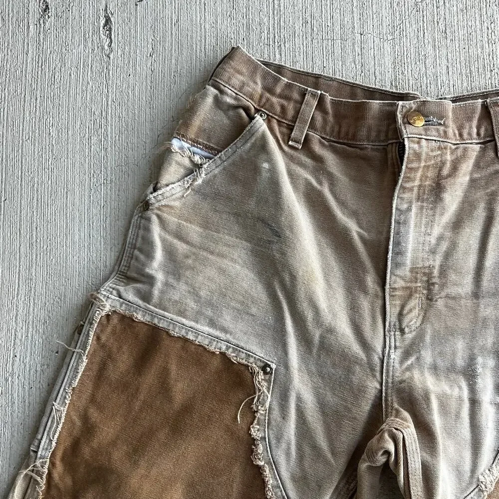 Carhartt faded brown double knee work wear carpenter pants